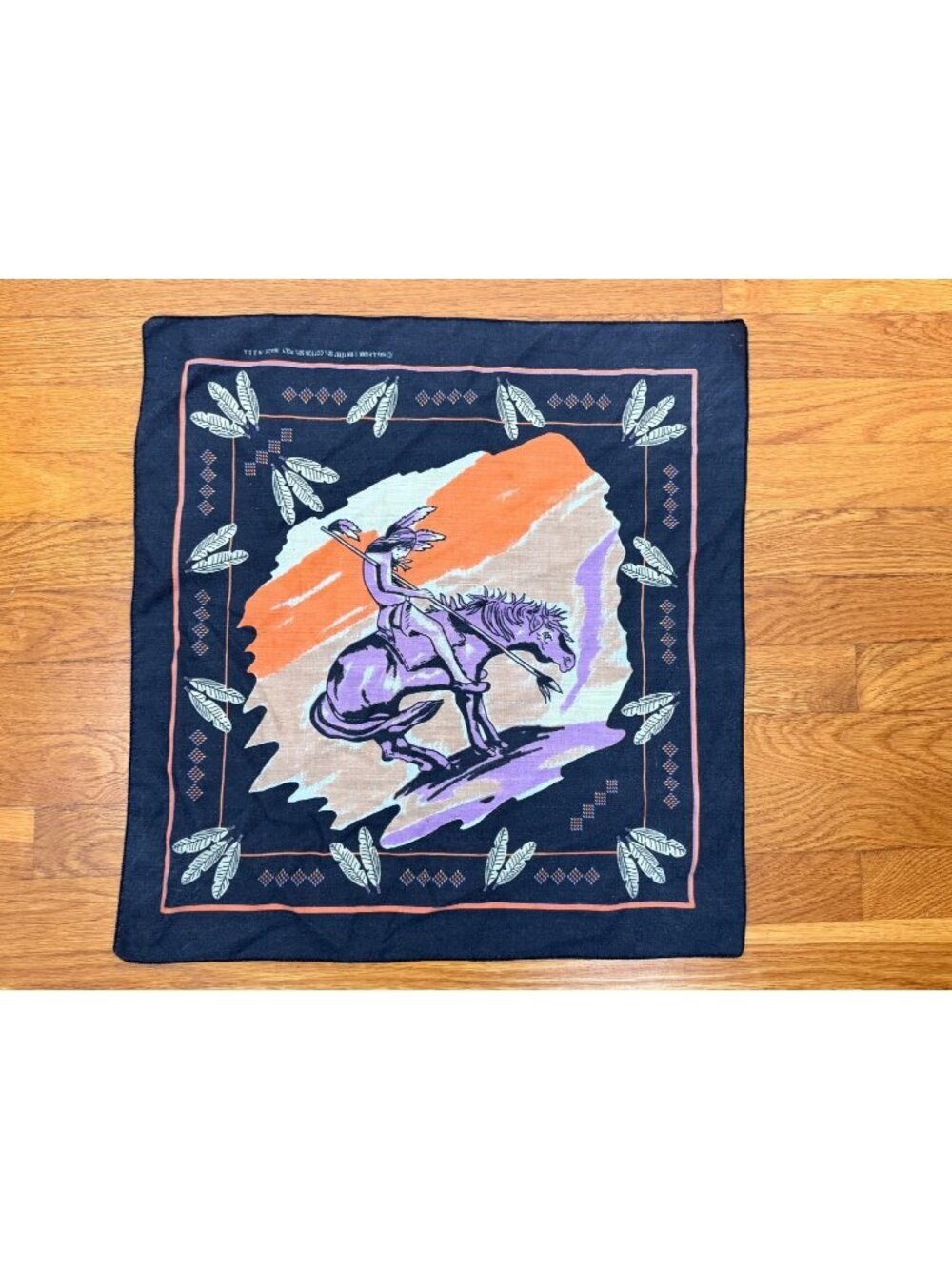 Vintage Hav-A-Hank Bandana Native American Print Cotton Blend USA Made
